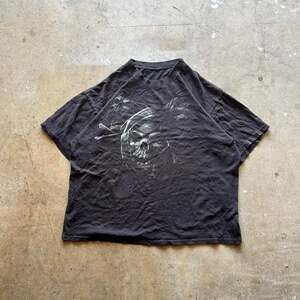 Vintage 90's Skull Graphic Tee, Faded Black Distressed T-Shirt, Size XL